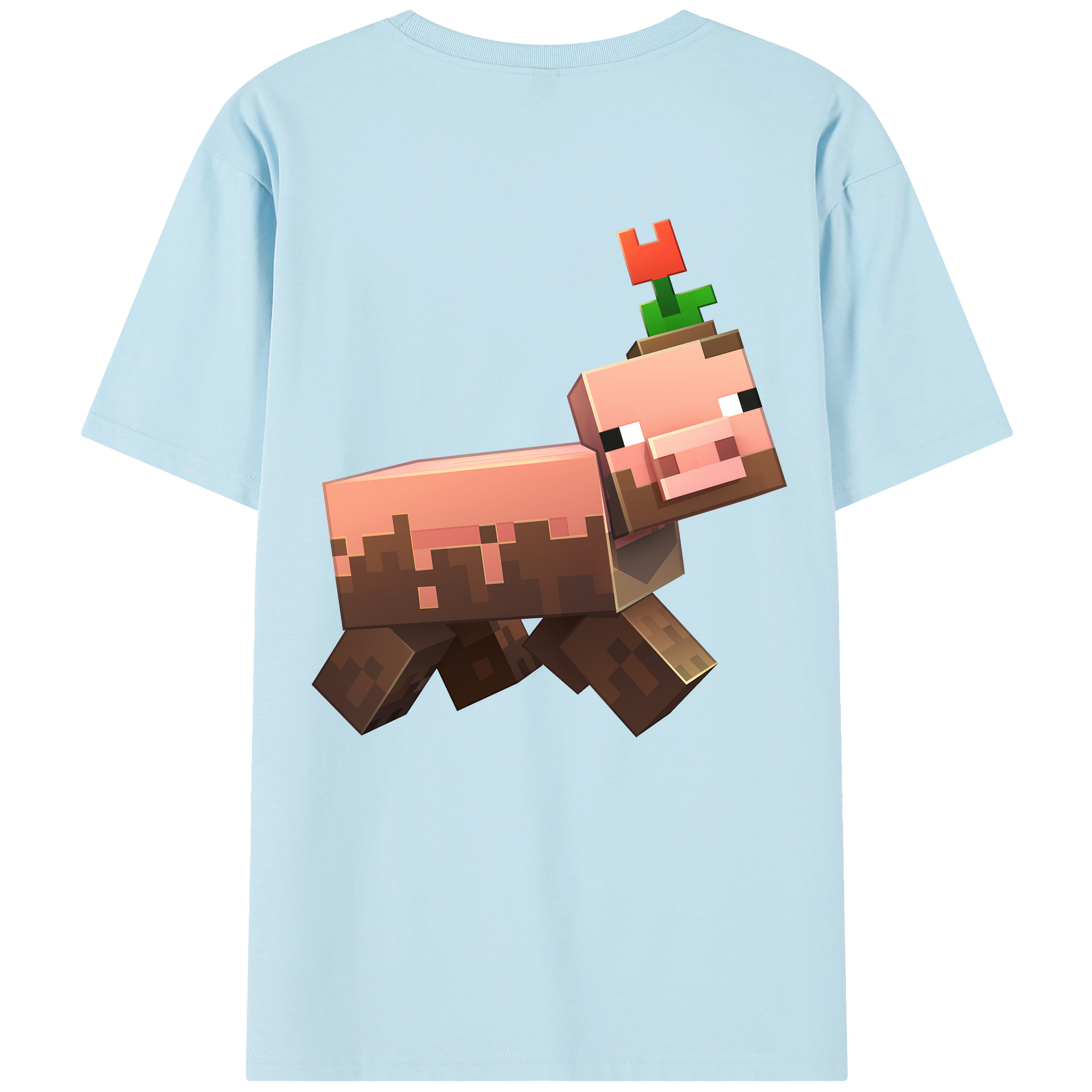 （画像用） マインクラフト ブロックの世界 Minecraft MC Block world 綿100％半袖Tシャツ（背面プリント）